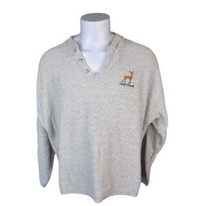 Field and Stream Henley Sweater Pullover Embroidered Deer Mens XL